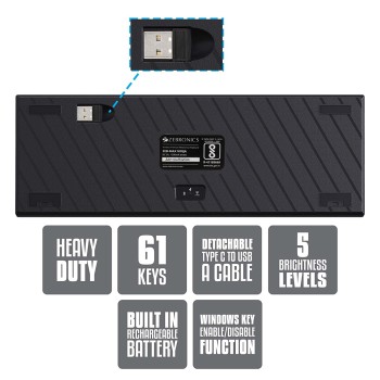 Zebronics Zeb Max Ninja 60% Wireless Black - Blue switch 